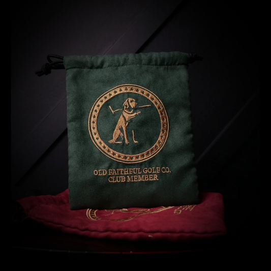 The Trusty Valuables Drawstring Golf Pouch in Suede