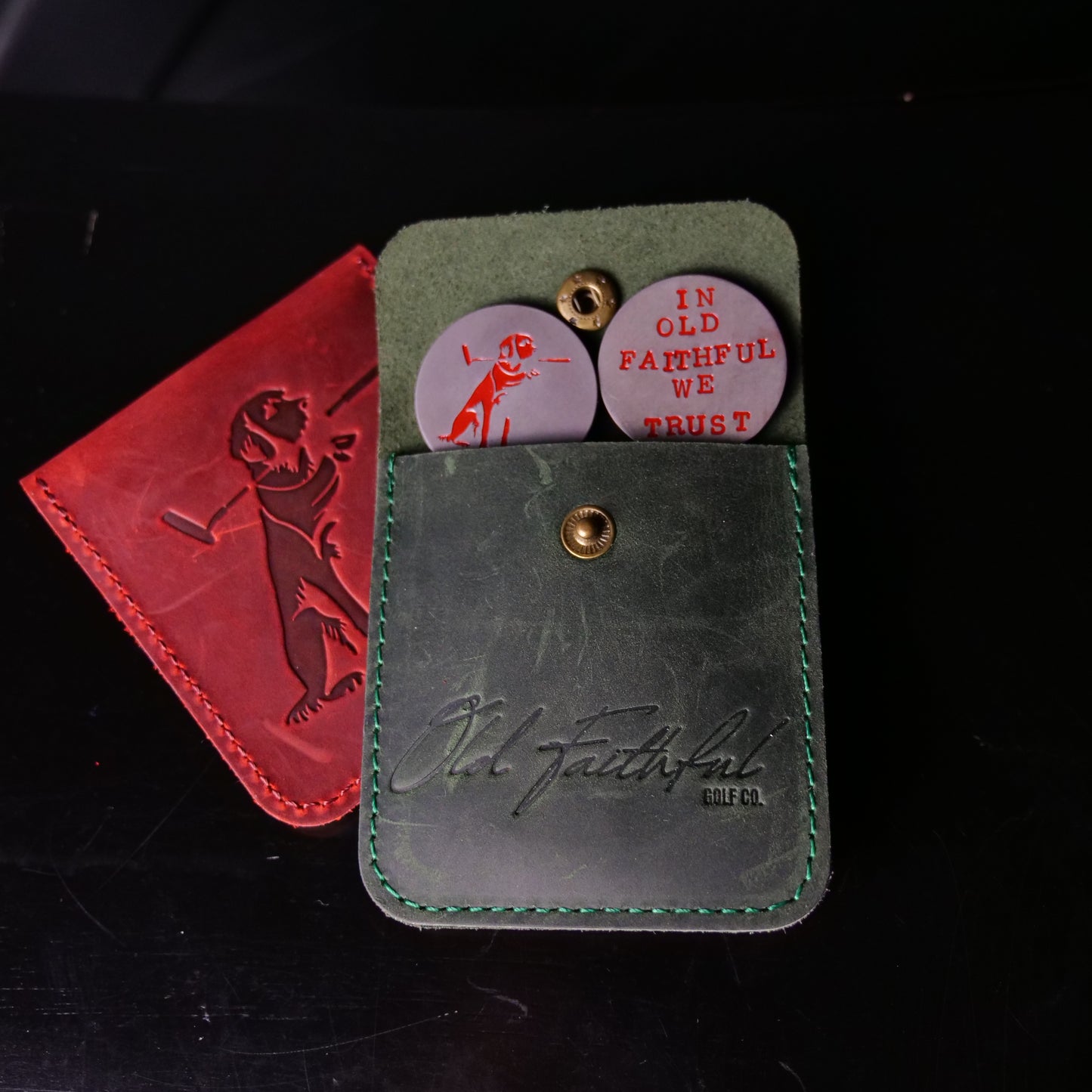 The TRUSTY Ball Marker Golf Pouch - Crazy Horse Leather